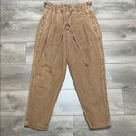 Free People Margate Paper Bag Pleated High Rise Brown Ankle Trousers Size Small Photo 2