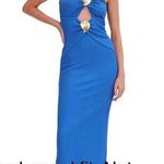 PATBO ROYAL BLUE STRETCH JACQUARD HALTER CUT OUT MIDI DRESS SZ 4 Photo 2