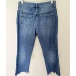 Free People  Maggie Straight Jeans High Rise Rigid Denim Frayed Hem Button Fly 27 Photo 2