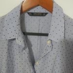 ZARA Basic L Navy White Oxford Top Photo 3