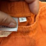 Hot Cotton 100% Linen Pants Women's L Orange Crop Elastic Waist Drawstring USA Size L Photo 4