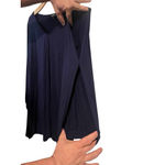 Lulus Tunic Blouse Womens Size L Dark Blue V Neck Long Peep Sleeve Bow Tassel Photo 6