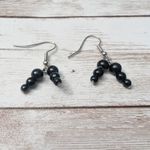 Vintage Earrings For Pierced Ears 2 Strand Black Dangle Photo 1