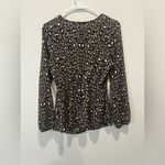Boutique Leopard Print Long Sleeve Blouse Size Small Gray Photo 4