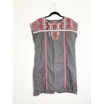 Johnny Was  Ezra Shift Tunic Dress Gray Linen Embroidered Tribal Motif Size XL Photo 2
