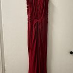 Windsor Red Holiday Lace Cutout Bodycon Maxi Dress with Slit Photo 1