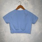 Gym Exercise Sky Blue Cropped Short Sleeve Stretchy Athletic Top Medium Photo 8