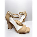 Franco Sarto  Sandals Size 11 Nude Dima Heels Ankle Strap Block Heel Square Toe Photo 7