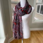 The Limited  Violet Orange White Paisley Print Sheer Fringe Wrap Scarf Photo 9