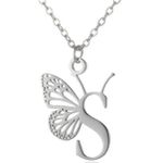 Letter S Initial Butterfly Necklace Silver Photo 0