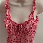 SheIn pink red heart print all over crop top, size S Barbiecore festival summer Photo 6