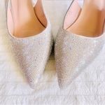 De Blossom Collection  Rhinestone Silver Nude Shimmer Heels. Photo 1