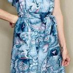 Vintage 70’s Blue & Pink Paisley Abstract Sleeveless Midi Dress Photo 5