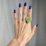 VTG Y2K Steppie Co. Wooden Heart Adjustable Ring Mint Green Whimsical Handmade Photo 1