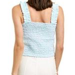 Petersyn New Smocked Ruffle Strap Tami Top Aqua Blue White Stripe Photo 1
