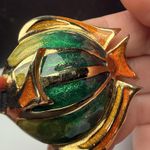 Liz Claiborne Colorful Enamel Fish Brooch Pin Gold Tone Signed LC Photo 3