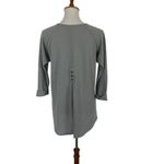 Simply Noelle  Gray Waffle Knit Top Button Detail V Neck Lightweight Pullover S/M Photo 3
