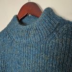Topshop  Sweater Cozy Knit Dark Blue Teal Green Mock Neck Long Sleeve Casual Cozy Photo 2