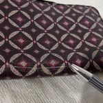 Fossil  Leather Wallet Zip Around Burgundy Geometric Slim Clutch Bifold Organizer Photo 7