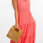 Everly  Tiered Tie Strap Dress Coral Size Small Photo 0