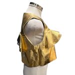 Sunday in Brooklyn  Gold Faux Leather Sleeveless Ruffle Top Size Small NWT Photo 6