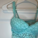 PINK - Victoria's Secret Victoria’s Secret Pink Aqua Blue Lace Pushup Bralette Bra Size XS Photo 1