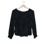 Free People  Womens S A Little Twist Off Shoulder Velvet Black Top Photo 1
