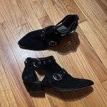 Rebecca Minkoff Kianna Uncrossed Bootie Studded D’orsay Breathable Moto rock punk whimsygoth suede leather western pointy almond toe open buckle strap Photo 1