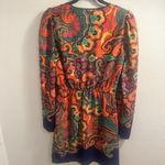 XOXO - BRIGHT BOLD GROOVY PAISLEY FLORAL PRINT LONG SLEEVE DRESS - SZ M Photo 1