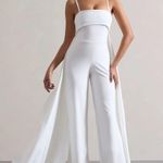 Club L  London WHITE BANDEAU WIDE-LEG JUMPSUIT WITH CAPE Photo 0