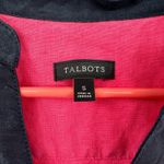 Talbots Size Small Blouse Pink Black 100% Linen Tunic Long Sleeve Lightweight Photo 3