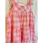 Entro  Pink Gingham Tiered Tank Top Sleeveless Ruffle Summer Casual Cute‎ Photo 2
