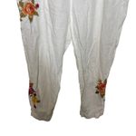 Johnny Was JW  white linen pants with floral embroidery sz XL Photo 1