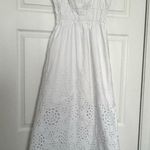 Madewell  Eyelet Lace Tank Midi Dress in Poplin White Size 00 Photo 5