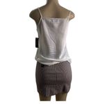 JM Studio Size Medium Ivory Camisole & Chocolate Plaid Skirt W/Pockets. New Brown Photo 4