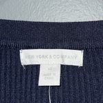 New York & Company size XS dark blue ribbed lace up v Photo 3