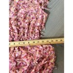 ZARA  TEXTURED WEAVE FLORAL‎ SEMI SHEER DRESS V-Neck Ruffled Pink/Red SIZE S NEW Photo 7