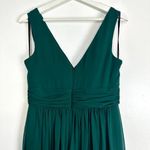 DESSY COLLECTION Sleeveless Draped Chiffon Maxi Dress with Front Slit in Hunter Green Size 10 Photo 8
