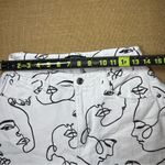 Missguided white denim shorts with a black abstract face line art print Size 4 Photo 6