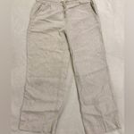 L.L.Bean Women’s Tan White Striped Premium Linen Pull-On Pants - Size 12/Large Photo 1