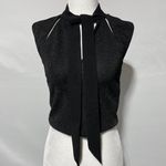 ZARA Slit Front Cap Sleeve Cropped Tie Neck Top Black Size Small 5410/234/800 Photo 6