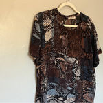 Glamorous  Silk Over Size Loose Fit Animal Snake Skin Print Blouse Medium 6 Photo 2