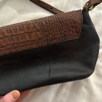 Brahmin  Shoulder Bag Purse Croc Leather Classic Vintage Black Brown Photo 7