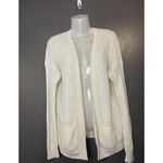 Forever 21 Sweater Cardigan Womens Medium White Open Knit Pockets Long Sleeve Photo 1