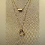 Gold color 2 strings Horseshoe Pendant Necklace Photo 0