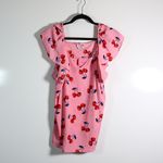 Kate Spade NEW Cherry Fruit Toss Flutter Top Print Pattern Crepe Blouse Pink L Photo 0