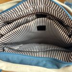 Vintage Navy Tan Striped Tote Bag w Anne Klein Scarf Tie Blue Photo 2
