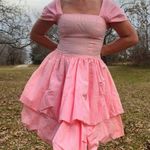 80s Pink Taffeta Ruffle Bubble Hem Bow Back Barbie Princess Tea Party Prom Dress Size M Photo 12