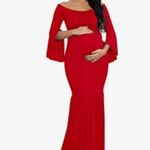#4 Maternity Retro Off Shoulder Flare Sleeves Mermaid Gown Maxi PhotographyDress Red Size undefined Photo 1