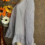 Doe & Rae ✅3/$30✅ NWT  Black Striped Button Down BabyDoll Blouse | MEDIUM | Photo 4